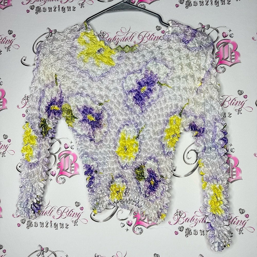 Bubble top 2000s y2k floral stretchy one size fits all iconic lavender lilac